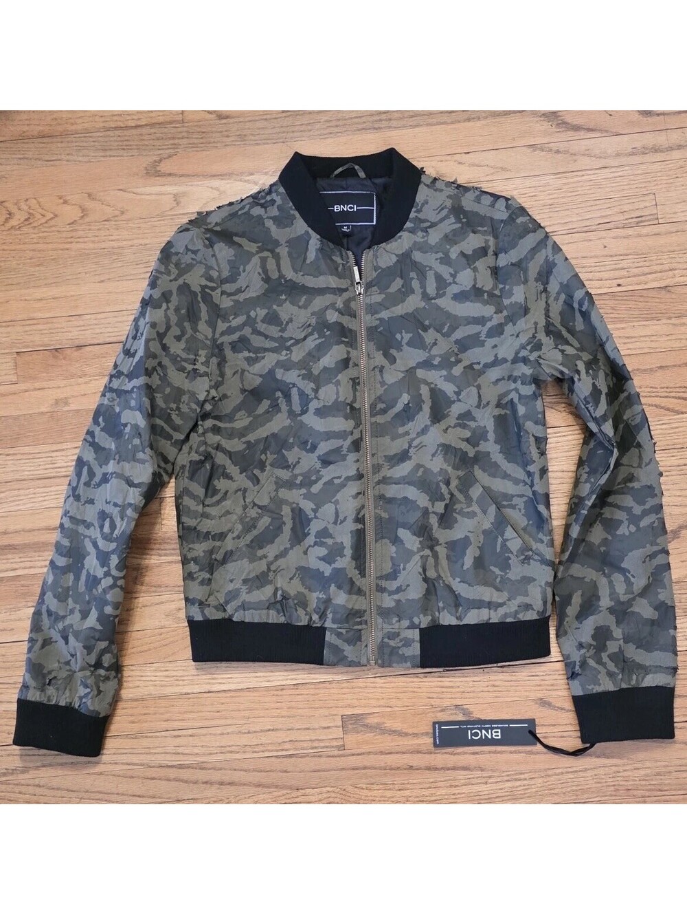 BNCI by Blanc Noir Camo Moto Jacket Full Zip Size Medium Fashion Streetwear